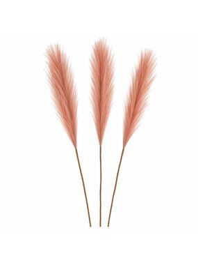 Rose Pink Pampas Grass 3 Stem Faux Pampas 21 Inch Boho Decor Rustic Vase Filler